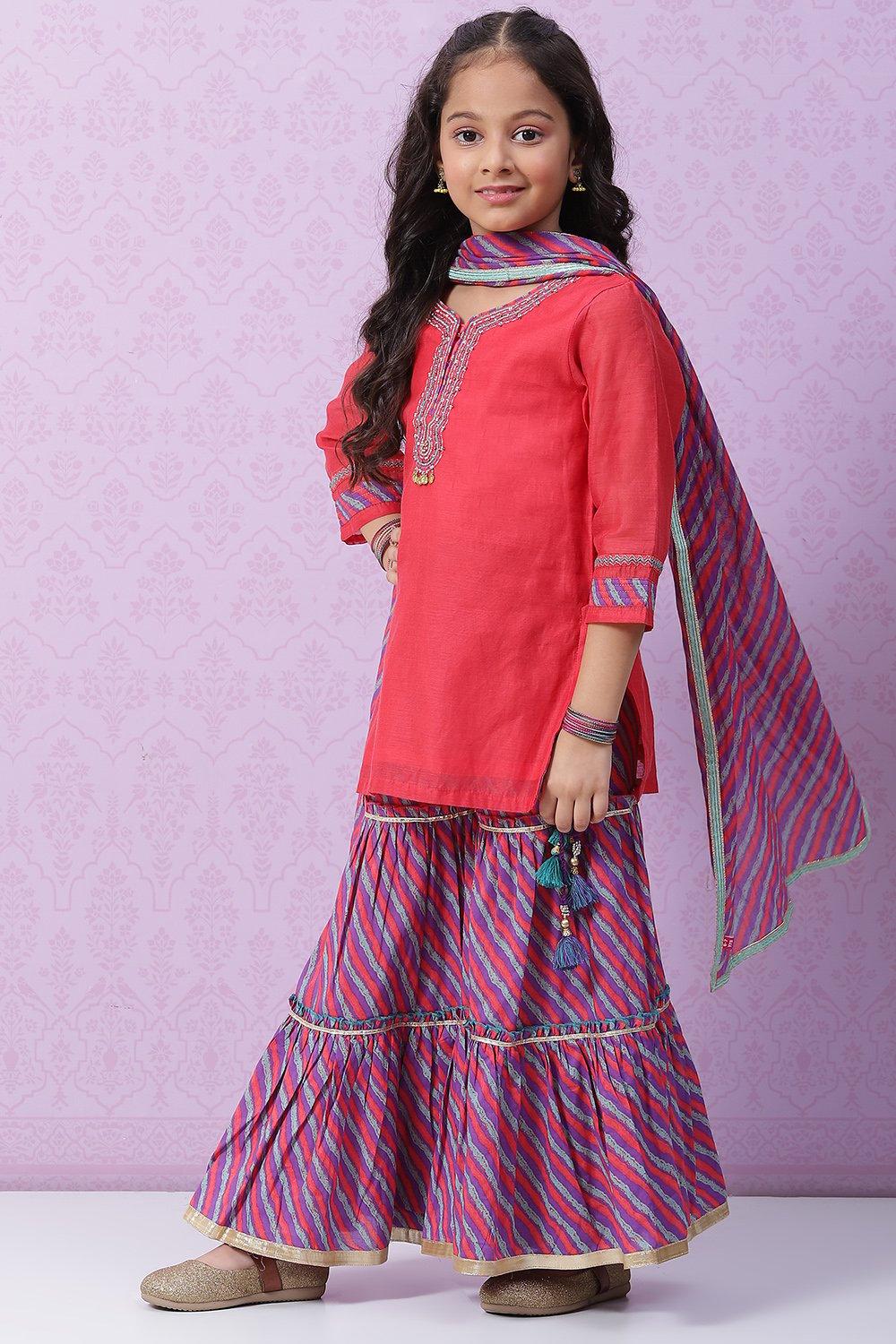 Red & Purple Gharara Suit Set - DWEEP SARA