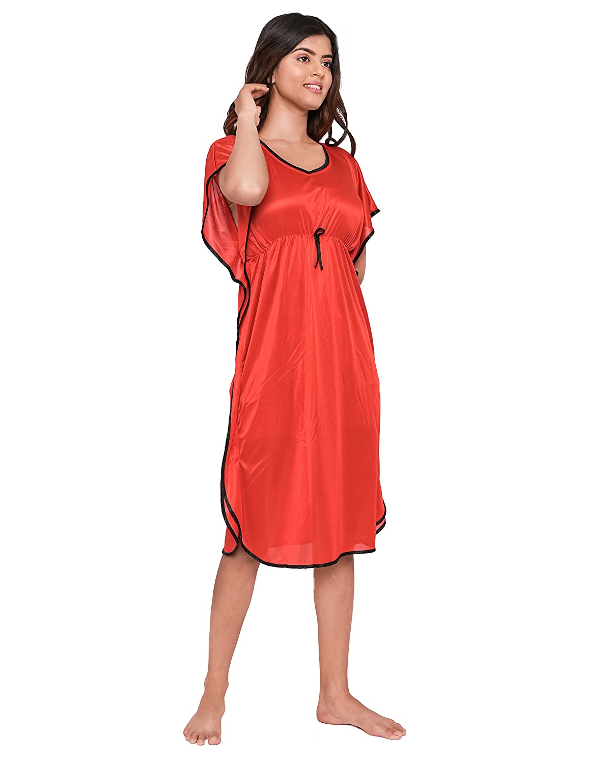 Red Satin Kaftan - DWEEP SARA