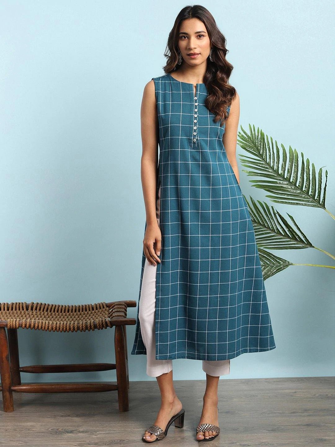 Teal Kurta with Pocket - DWEEP SARA