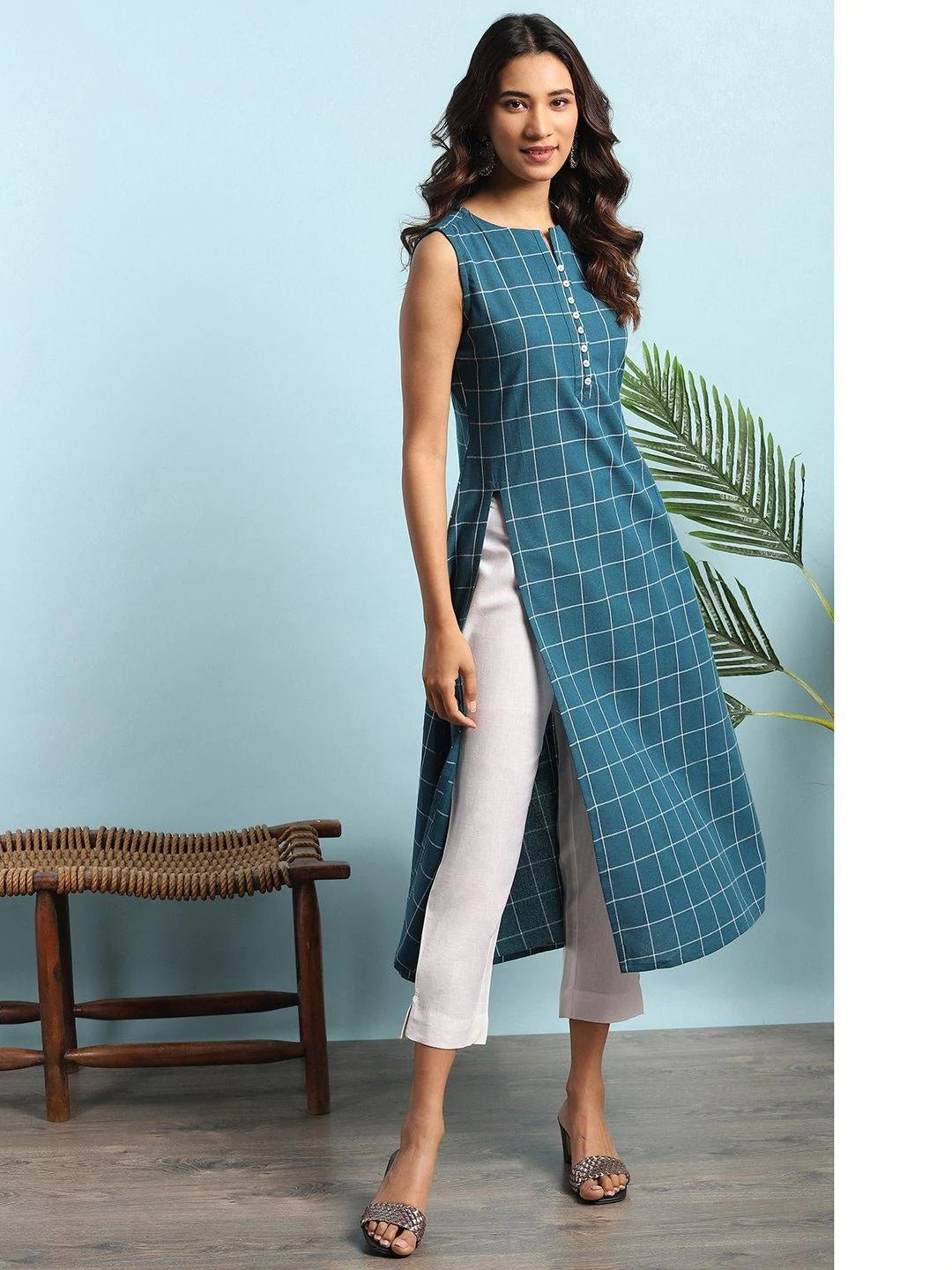 Teal Kurta with Pocket - DWEEP SARA