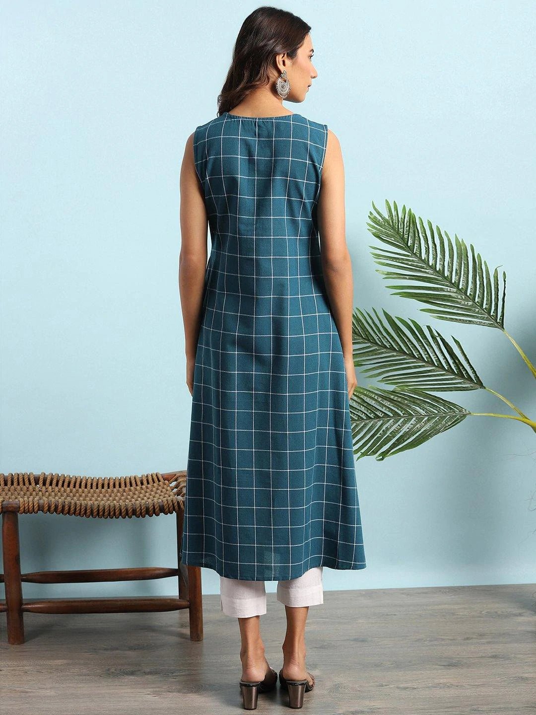 Teal Kurta with Pocket - DWEEP SARA