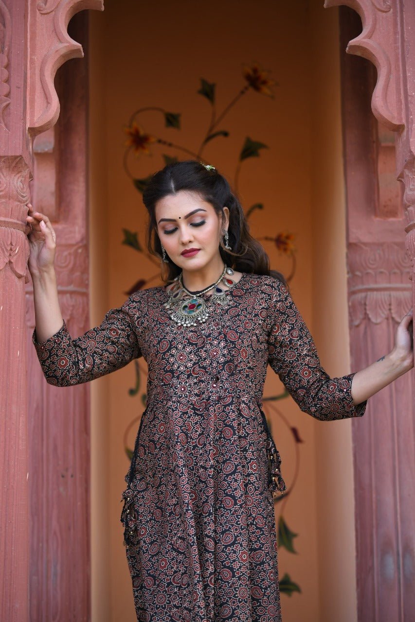 Traditional & Classy Ajrak Print Rayon Dress - DWEEP SARA