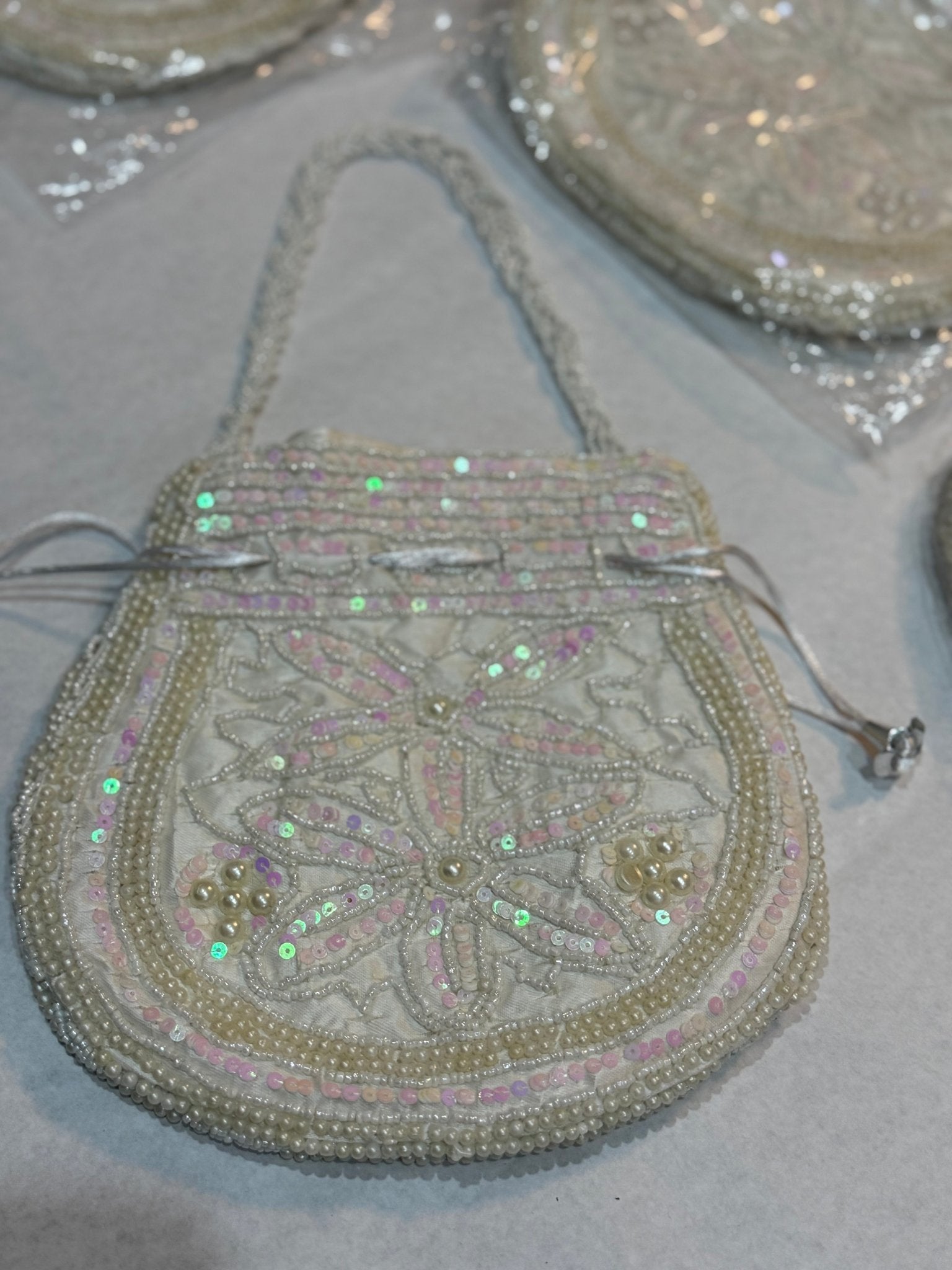White heavy embroidery Potli Wedding Gift for Women - DWEEP SARA