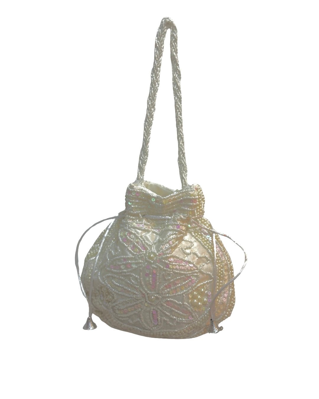 White heavy embroidery Potli Wedding Gift for Women - DWEEP SARA