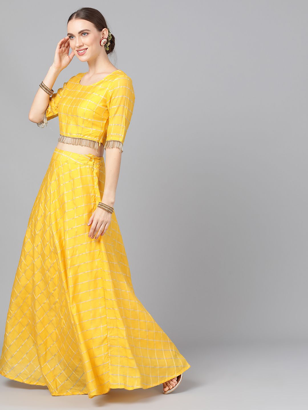 Yellow Chanderi Lehenga - DWEEP SARA