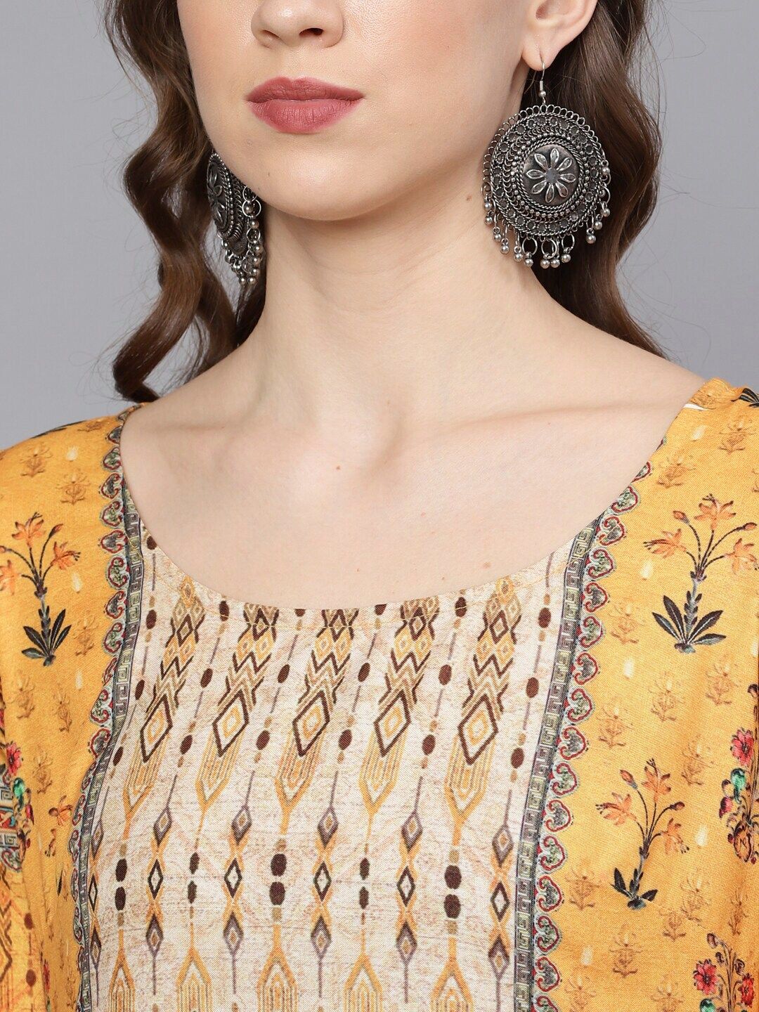 Yellow Digital Printed Silk Kurta With Pockets - DWEEP SARA