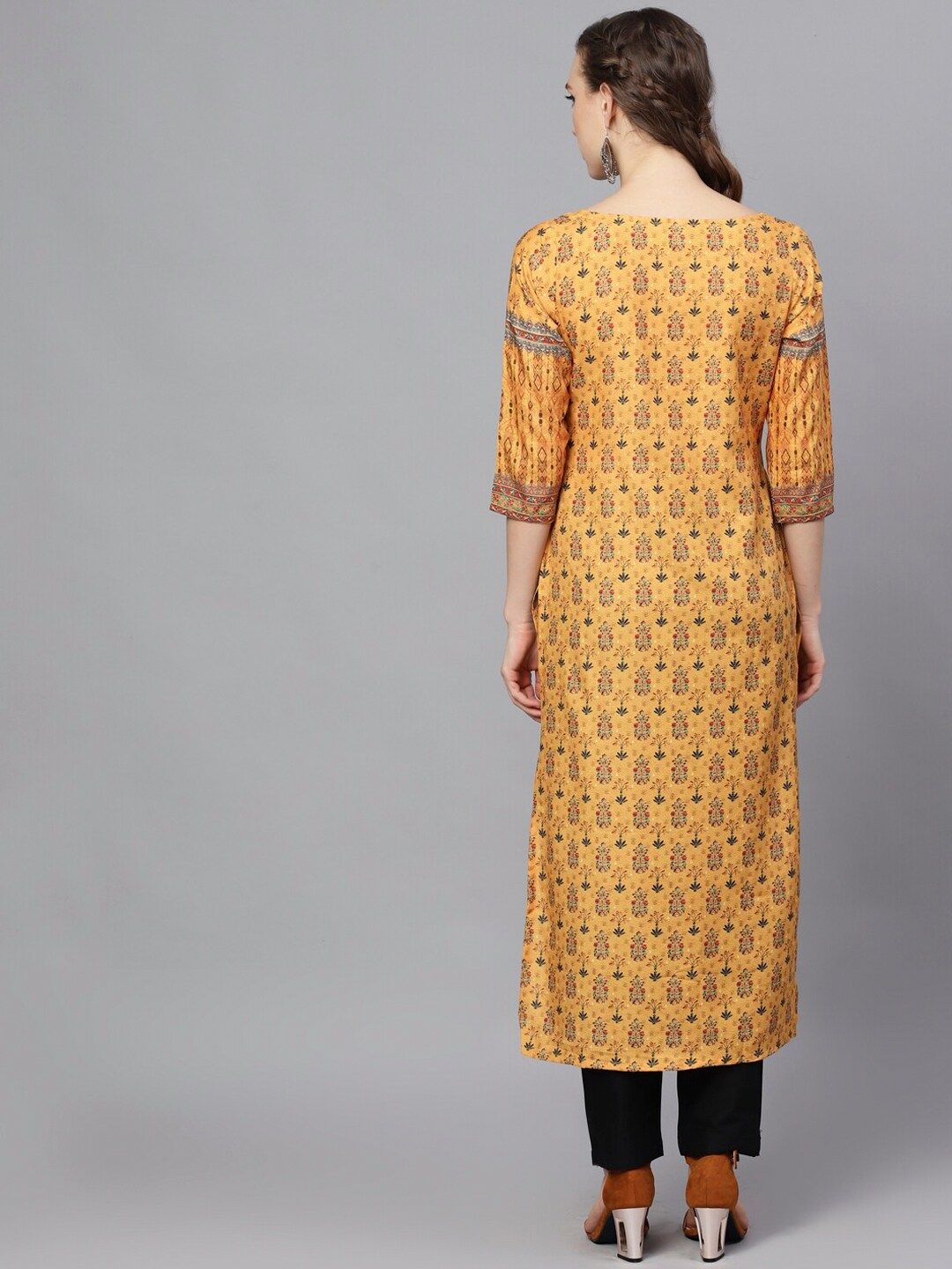 Yellow Digital Printed Silk Kurta With Pockets - DWEEP SARA