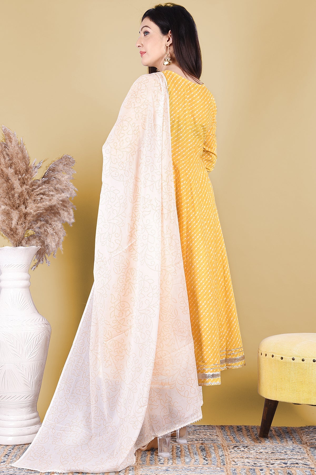 Yellow Printed Embroidery Kurta Set - DWEEP SARA