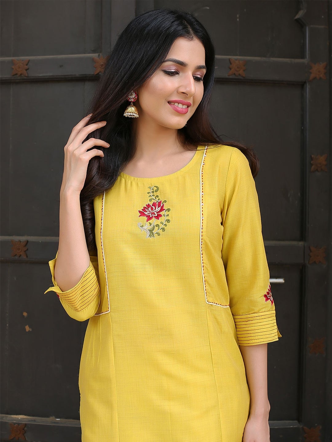 Yellow Yoke Design Kurta Pant Set - DWEEP SARA