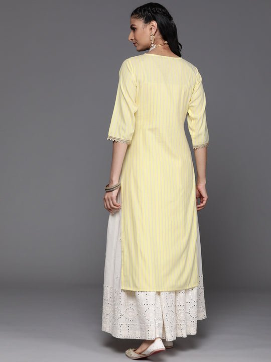 Yellow Yoke Design Silk Kurta - DWEEP SARA