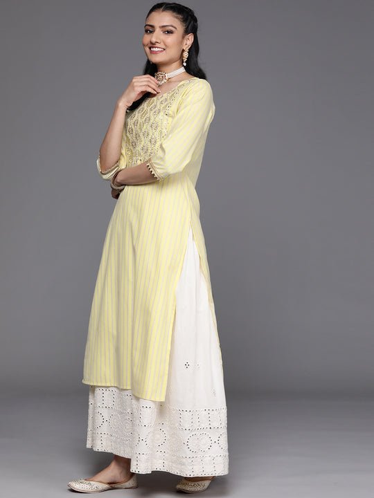 Yellow Yoke Design Silk Kurta - DWEEP SARA